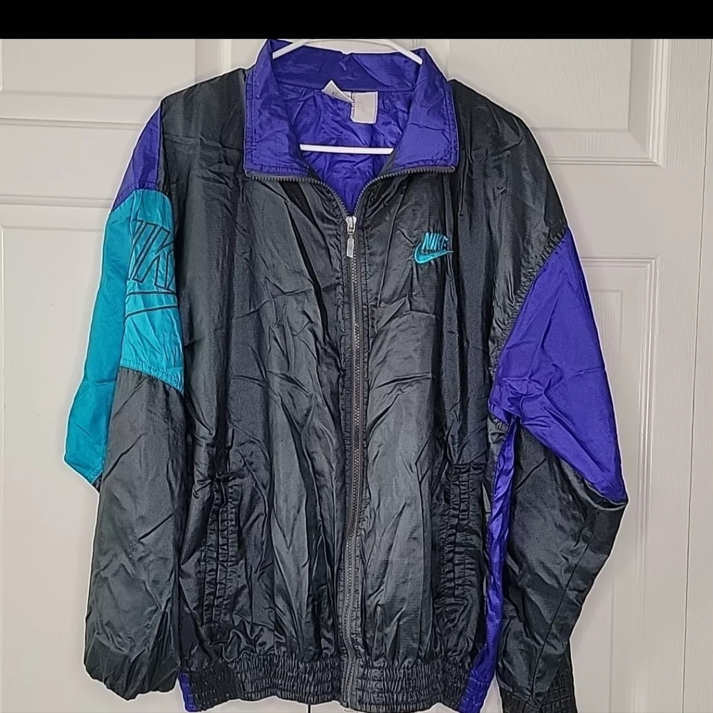 Vintage Nike Gray Tag Jacket Windbreaker Late 80’s Early 90’s Womens Large Y2K